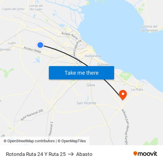 Rotonda Ruta 24 Y Ruta 25 to Abasto map