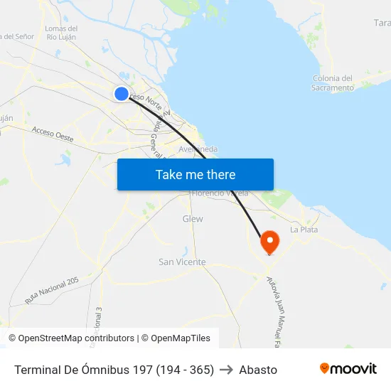 Terminal De Ómnibus 197 (194 - 365) to Abasto map