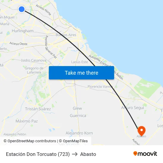 Estación Don Torcuato (723) to Abasto map
