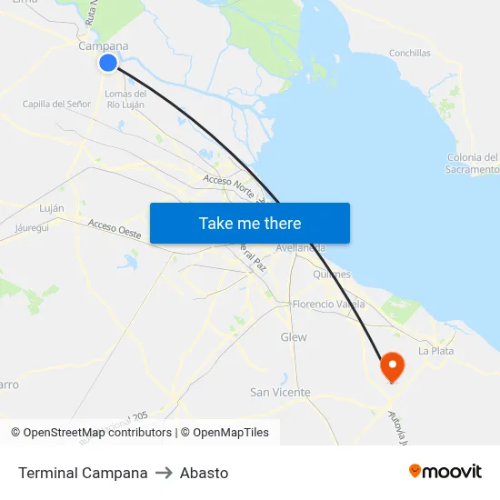 Terminal Campana to Abasto map