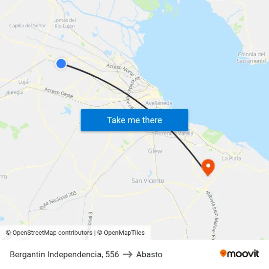 Bergantin Independencia, 556 to Abasto map