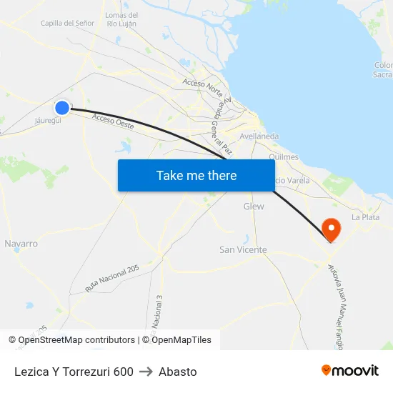 Lezica Y Torrezuri 600 to Abasto map