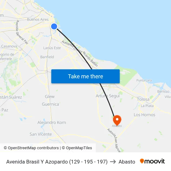 Avenida Brasil Y Azopardo (129 - 195 - 197) to Abasto map