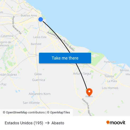Estados Unidos (195) to Abasto map