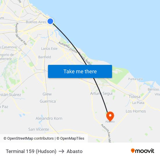 Terminal 159 (Hudson) to Abasto map