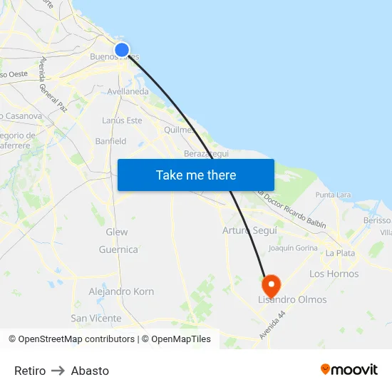 Retiro to Abasto map