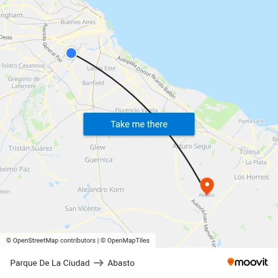Parque De La Ciudad to Abasto map