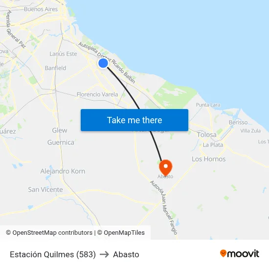 Estación Quilmes (583) to Abasto map