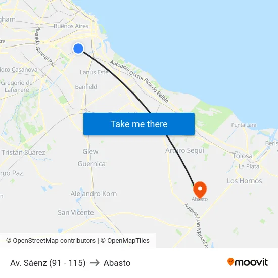 Av. Sáenz (91 - 115) to Abasto map