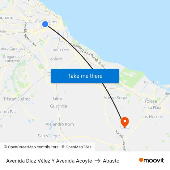 Avenida Díaz Vélez Y Avenida Acoyte to Abasto map