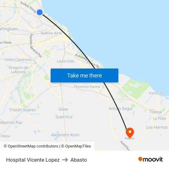 Hospital Vicente Lopez to Abasto map