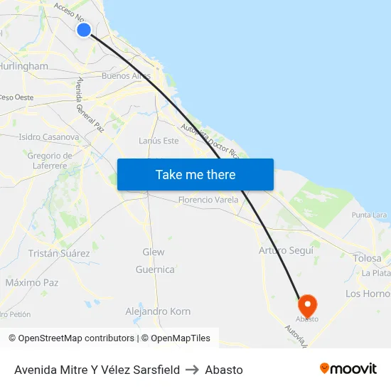 Avenida Mitre Y Vélez Sarsfield to Abasto map