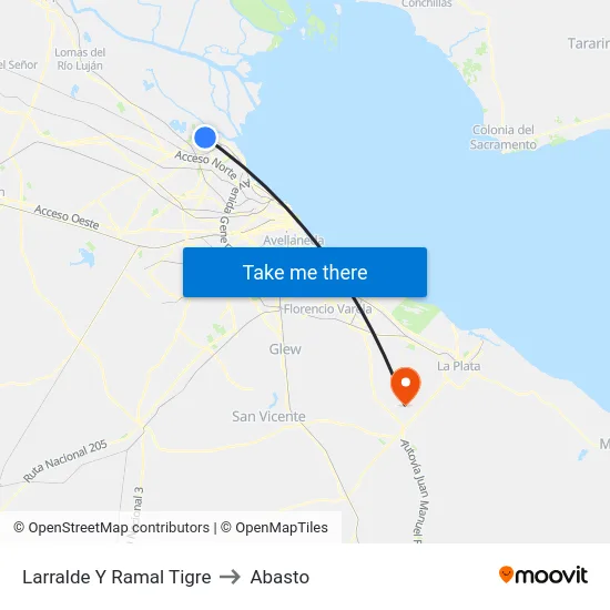 Larralde Y Ramal Tigre to Abasto map