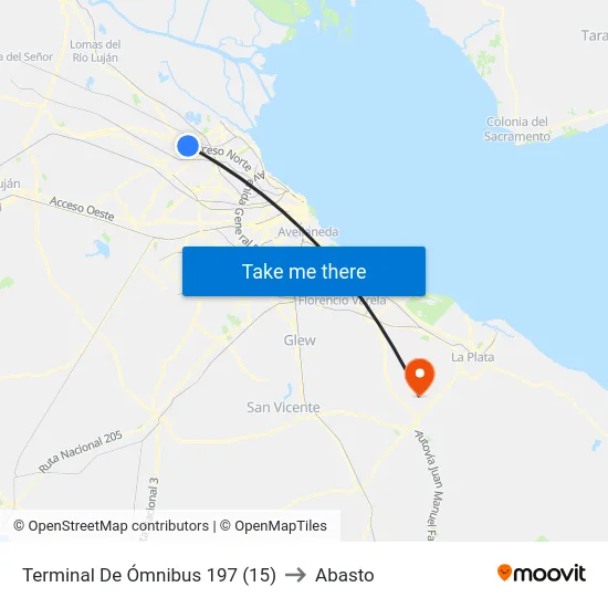 Terminal De Ómnibus 197 (15) to Abasto map