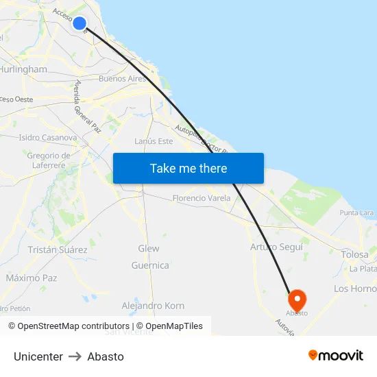 Unicenter to Abasto map