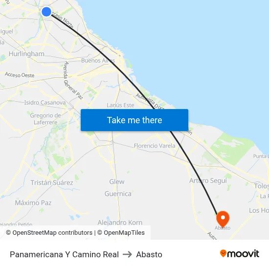 Panamericana Y Camino Real to Abasto map