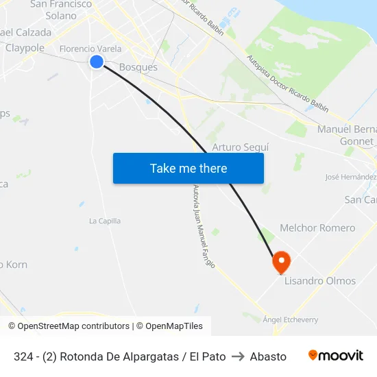 324 - (2) Rotonda De Alpargatas / El Pato to Abasto map