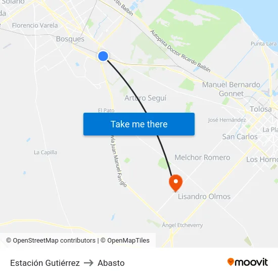 Estación Gutiérrez to Abasto map