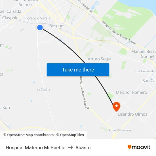 Hospital Materno Mi Pueblo to Abasto map