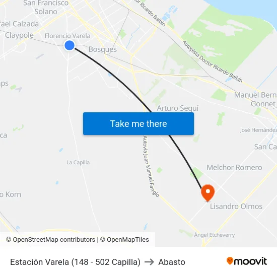 Estación Varela (148 - 502 Capilla) to Abasto map