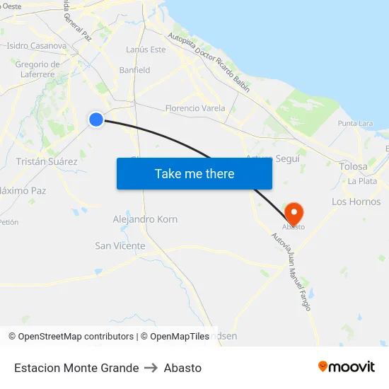 Estacion Monte Grande to Abasto map