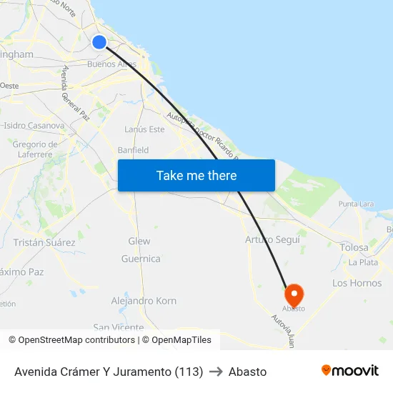 Avenida Crámer Y Juramento (113) to Abasto map