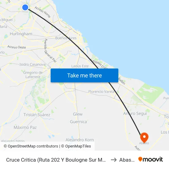 Cruce Critica (Ruta 202 Y Boulogne Sur Mer) to Abasto map