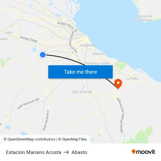 Estación Mariano Acosta to Abasto map