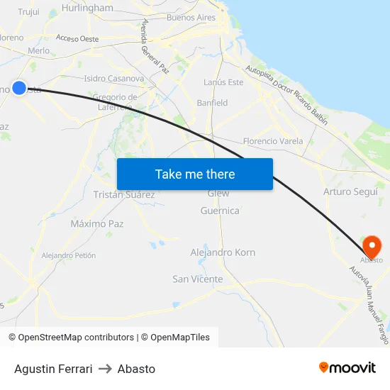 Agustin Ferrari to Abasto map