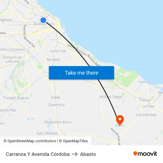 Carranza Y Avenida Córdoba to Abasto map