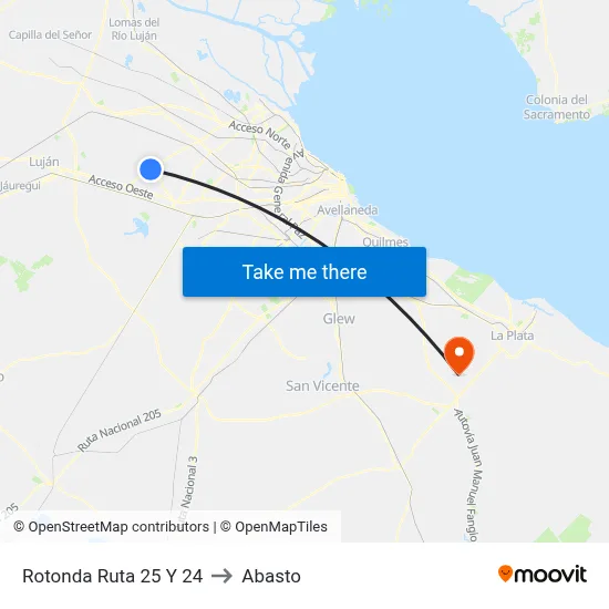 Rotonda Ruta 25 Y 24 to Abasto map