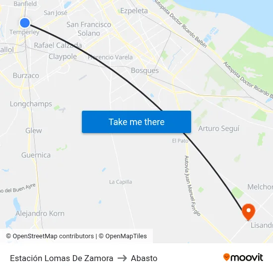 Estación Lomas De Zamora to Abasto map