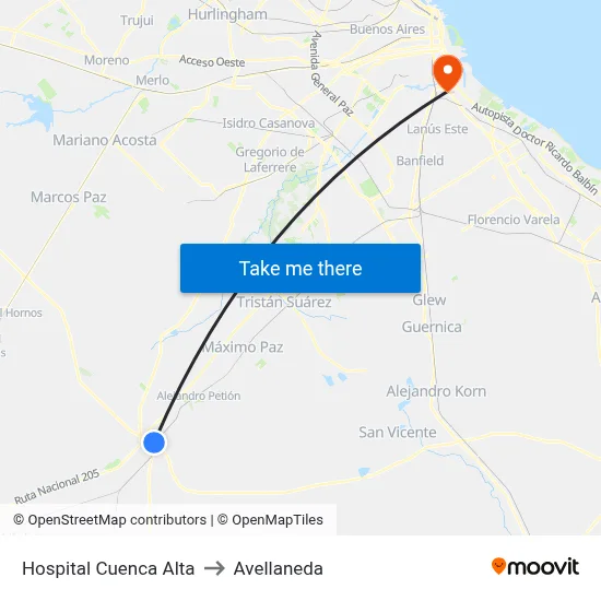 Hospital Cuenca Alta to Avellaneda map