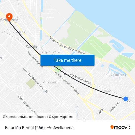 Estación Bernal (266) to Avellaneda map