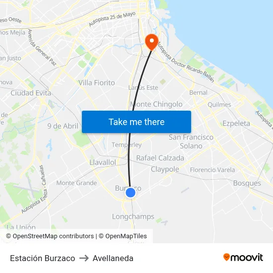 Estación Burzaco to Avellaneda map