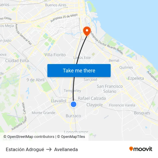 Estación Adrogué to Avellaneda map