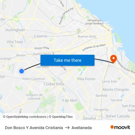Don Bosco Y Avenida Cristianía to Avellaneda map