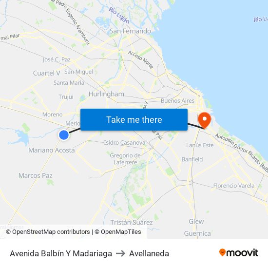 Avenida Balbín Y Madariaga to Avellaneda map