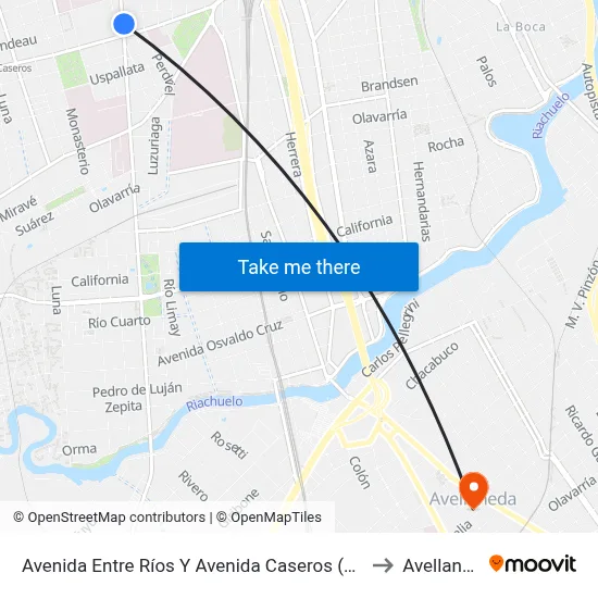 Avenida Entre Ríos Y Avenida Caseros (50 - 133) to Avellaneda map