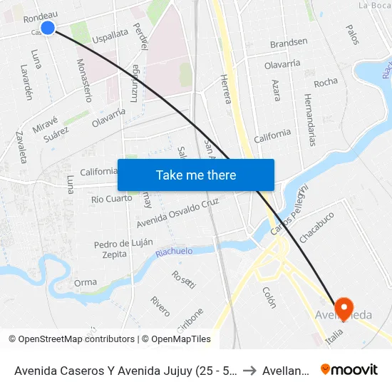 Avenida Caseros Y Avenida Jujuy (25 - 50 - 65) to Avellaneda map