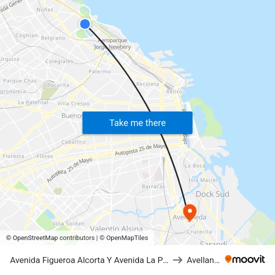 Avenida Figueroa Alcorta Y Avenida La Pampa (34) to Avellaneda map