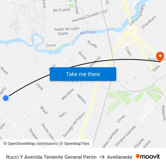 Rucci Y Avenida Teniente General Perón to Avellaneda map