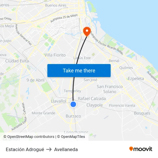 Estación Adrogué to Avellaneda map
