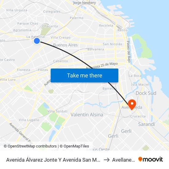 Avenida Álvarez Jonte Y Avenida San Martín to Avellaneda map