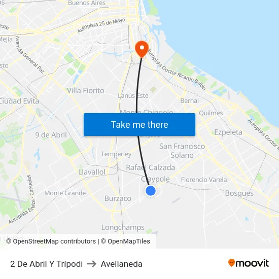 2 De Abril Y Trípodi to Avellaneda map
