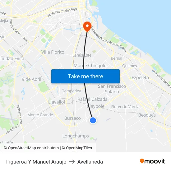 Figueroa Y Manuel Araujo to Avellaneda map