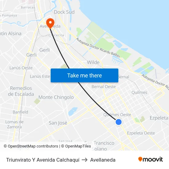 Triunvirato Y Avenida Calchaquí to Avellaneda map