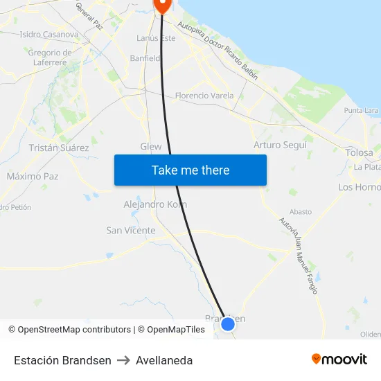 Estación Brandsen to Avellaneda map