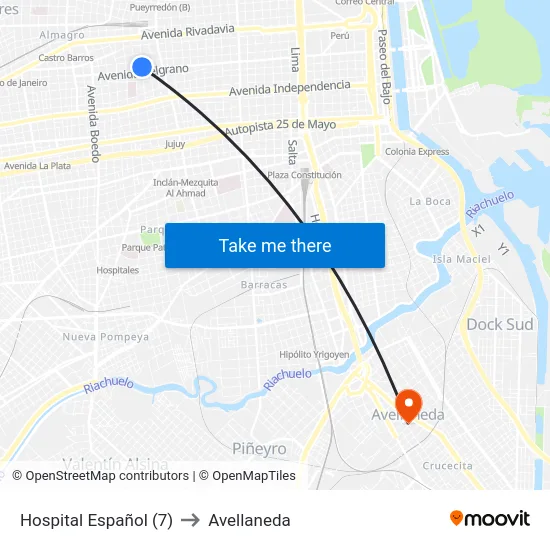 Hospital Español (7) to Avellaneda map
