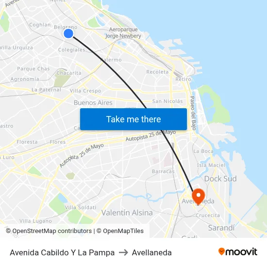 Avenida Cabildo Y La Pampa to Avellaneda map